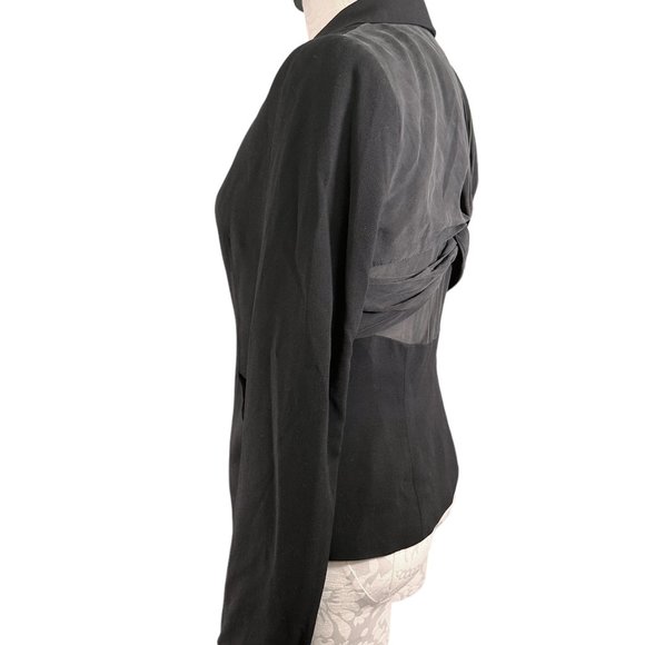 BCBG Max Azria Sheer Back Knotted Blazer Black Women's Small LFX4C374 - Picture 5 of 15